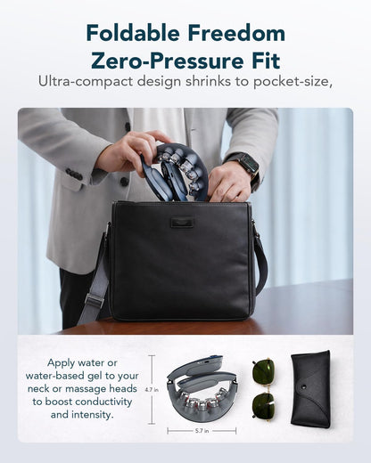 G7 Pro Fold Neck Massager for Strain Relief Deep Tissue, FSA | HSA Heat and Vibration Cordless Travel Massager, Birthday Day Dad Gifts Foldable Neck Massager for Office Home Car Travel