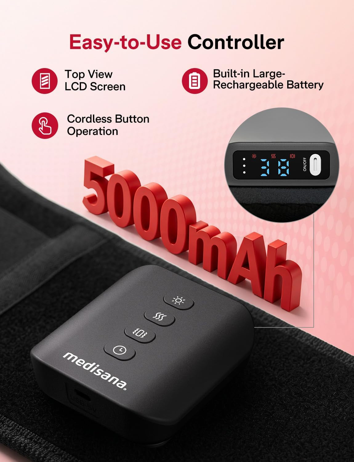 Red Light Therapy for Body, Upgraded 3-In-1 Cordless Red Light Therapy Belt with 3-Mode Red Light, Vibration & Heating, Adjustable Fit 660Nm/850Nm Infrared Red Light Therapy for Back Pain