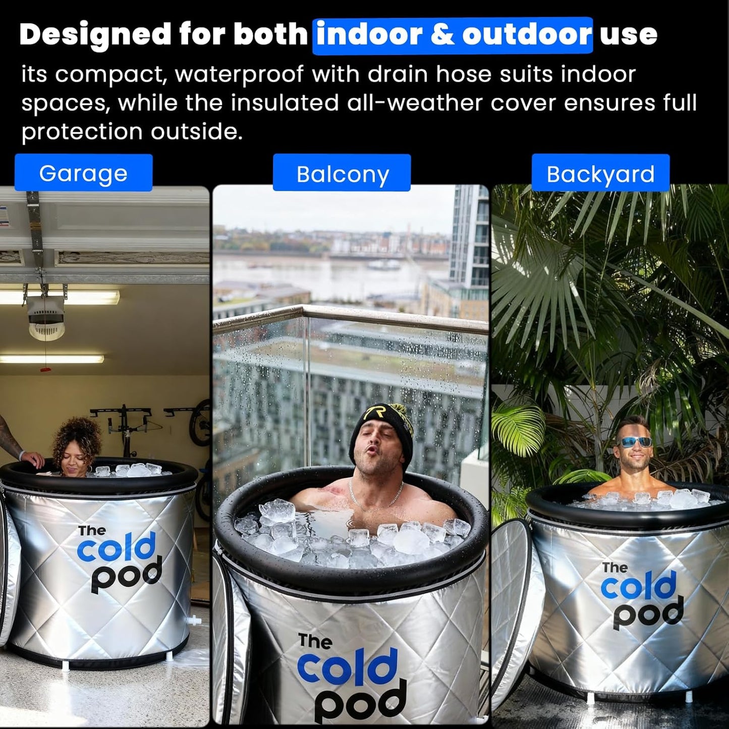 Cold Plunge Tub: 85 Gal round Tub with Full-Wrap Uv-Reflective Insulation Cover Bundle for Indoor & Outdoors Use - Portable Ice Bath Tub for Athletes&Crossfitters &Wim Hof Enthusiasts