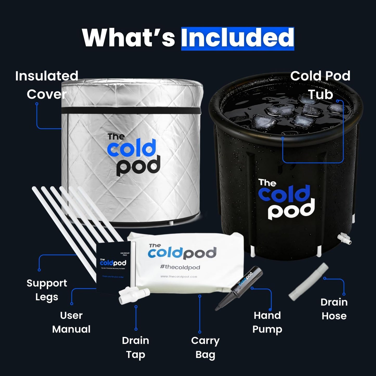 Cold Plunge Tub: 85 Gal round Tub with Full-Wrap Uv-Reflective Insulation Cover Bundle for Indoor & Outdoors Use - Portable Ice Bath Tub for Athletes&Crossfitters &Wim Hof Enthusiasts