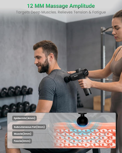 Massage Gun, Deep Tissue Percussion Muscle Massager for Pain Relief, Handheld Electric Back & Neck Massager with 30 Speeds and 6 Massage Heads for Athletes, Men & Women (Black)