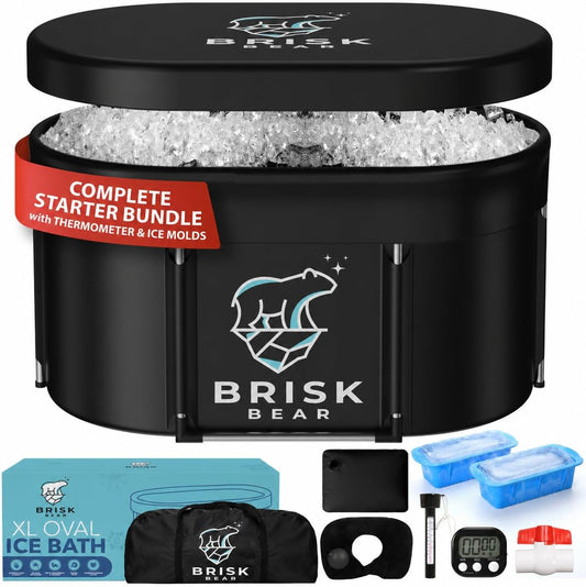 XL Oval Ice Bath Tub for Athletes with Cover by  - Extra Large Cold Plunge Tub for Recovery - Ice Tub with Digital Timer, Thermometer & Reusable Ice Molds - Cold Plunge to Soothe Muscles
