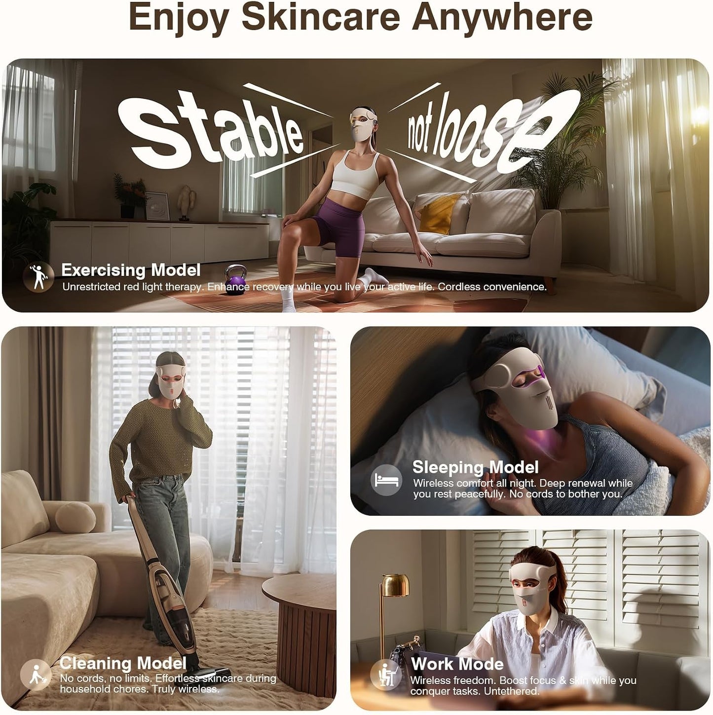 Red Light Therapy for Face, 9 Modes Wireless Face Mask Light Therapy, 850Nm Infrared & Red Light Masks, 2500Mah Rechargeable, 3D Facial Fit, Light Therapy Skin Care at Home