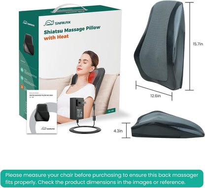 Shiatsu Back Massager for Back Pain Deep Tissue, Lower Back Neck Massager with Heat, 3D Kneading Back Massager for Chair, Massage Pillow as Gifts for Mom, Dad, Women