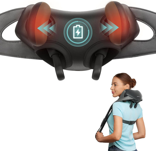 FSA Cordless Neck Massager for Pain Relief Deep Tissue, Cadeo | HSA Eligible, Shiatsu Neck and Shoulder Massager with Heat, Lymphatic Drainage Massage, Ideal Gift for Mom and Dad