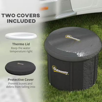 Black 79 Gal. Outdoor Portable Cold Plunge Tub with Thermo Lid, Cover and Carry Bag for Athletes Recovery