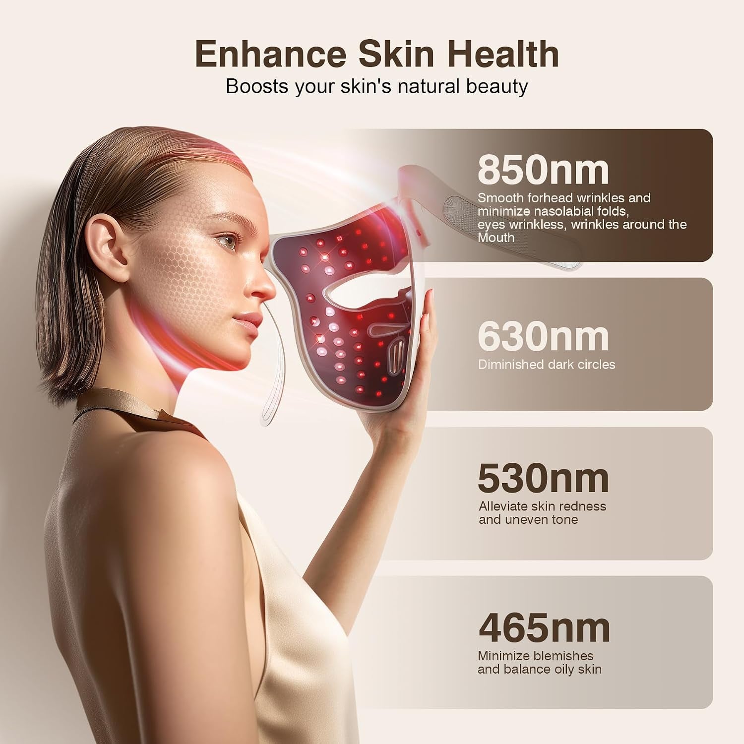 Red Light Therapy for Face, 9 Modes Wireless Face Mask Light Therapy, 850Nm Infrared & Red Light Masks, 2500Mah Rechargeable, 3D Facial Fit, Light Therapy Skin Care at Home
