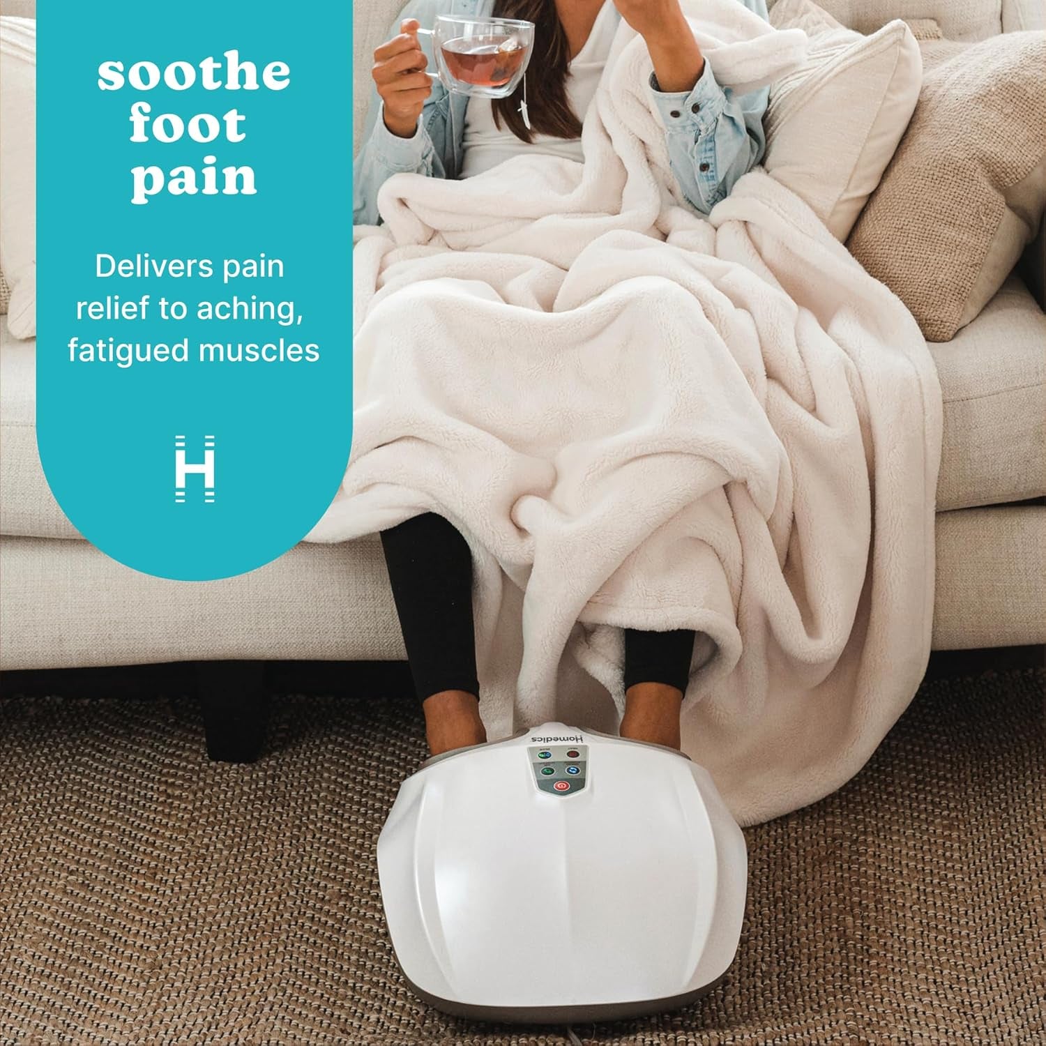 Shiatsu Foot Massager with Soothing Heat and Air Compression | At-Home Kneading Massage Relaxes Feet, 3 Customized Controls and Intensities, Washable Liner, 3 Speed Options
