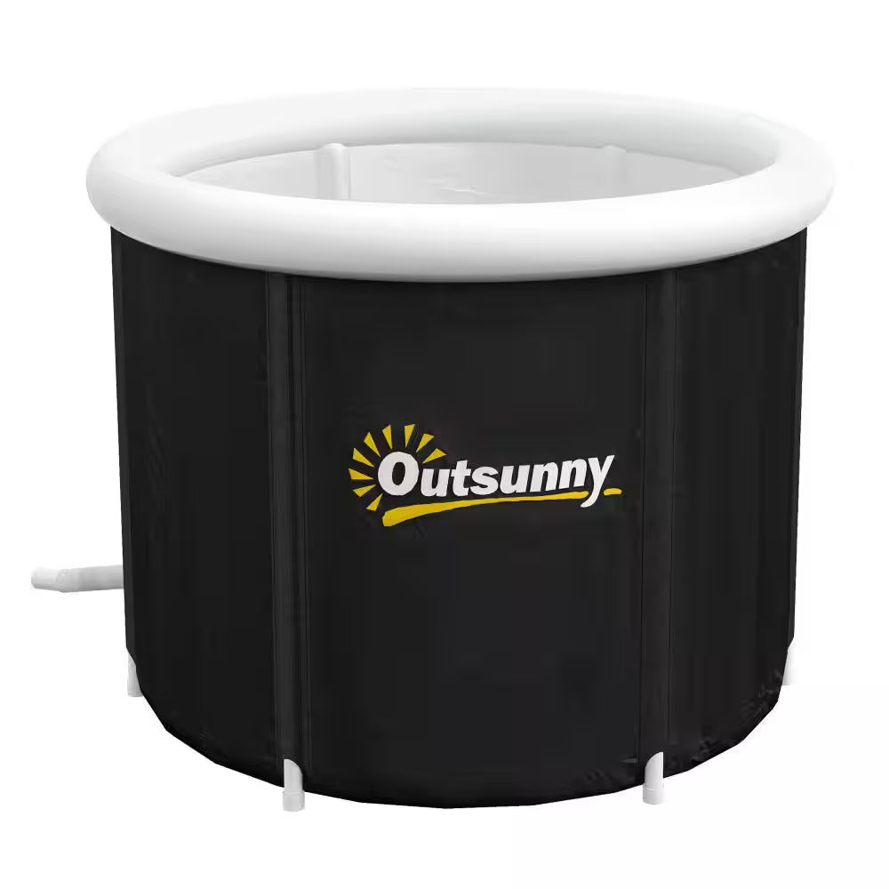 Black 79 Gal. Outdoor Portable Cold Plunge Tub with Thermo Lid, Cover and Carry Bag for Athletes Recovery
